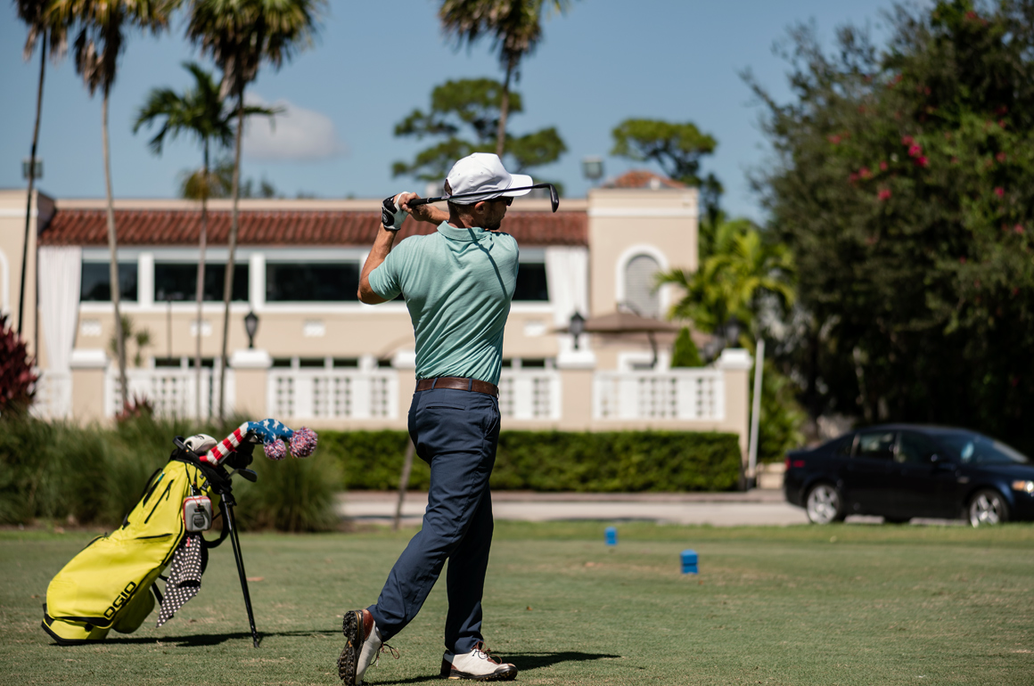 Golf swing follow through.