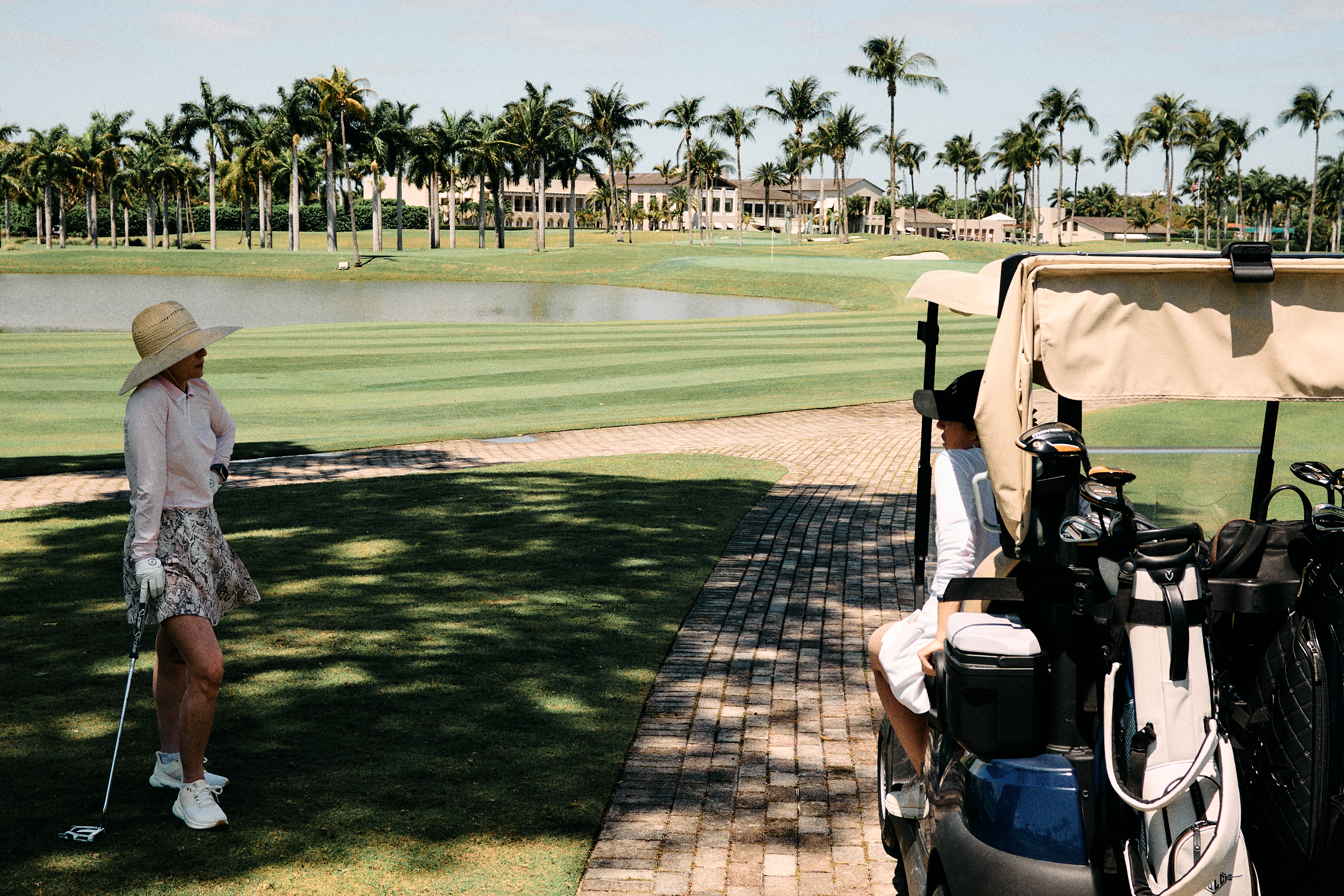 candid golf cart moment during a casual round on the course