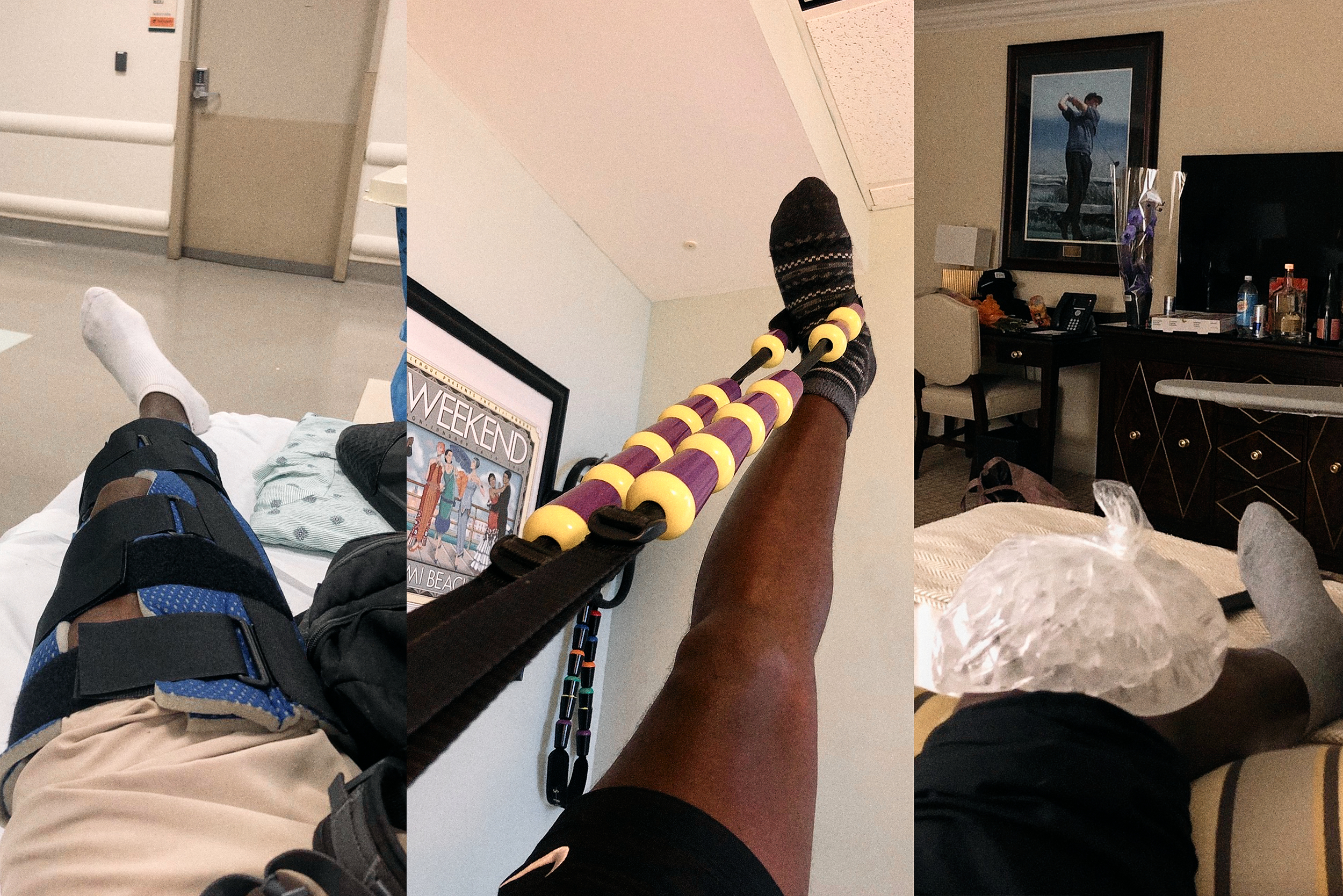 Recovery journey following a serious knee injury that led Dwayne Tucker to physical therapy, mobility work, and stretching.