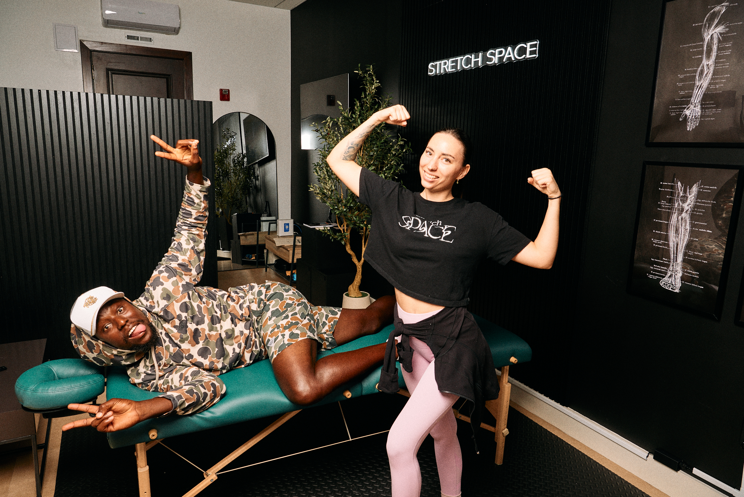Maria Chernysheva and Dwayne Tucker after a mobility session at Stretch Space Miami.